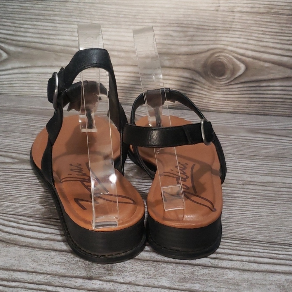 Zodiac 8 black thong ankle strap beaded woman sandals - Picture 3 of 6